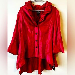 **NWT** Adrianna Papell Red Puff Collar Jacket